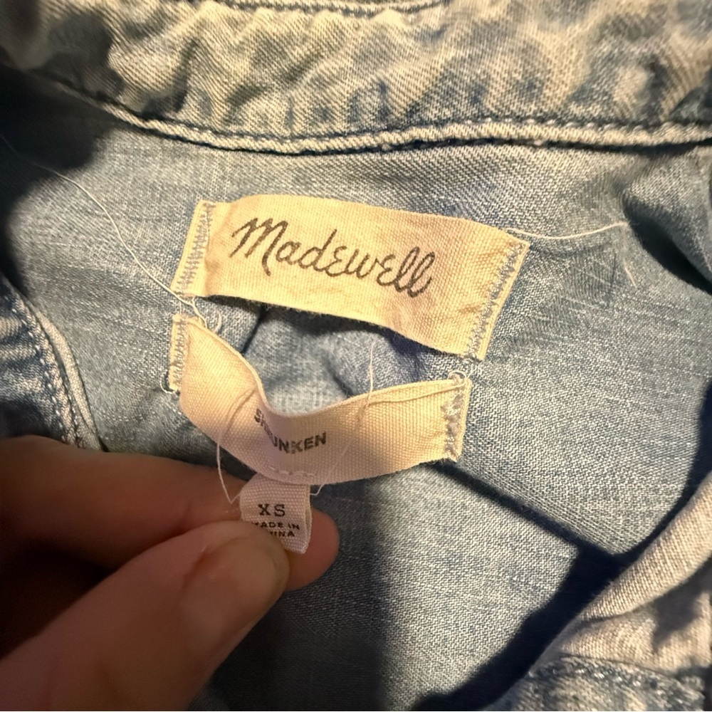 Madewell Sky Blue Denim Shirt Size XS - Picture 5 of 6